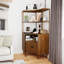 Support pour tourne-disque avec station de charge, support pour tourne-disque avec rangement pour disques, armoire de rangement pour disques autoportante en vinyle avec portes et tablettes coulissantes