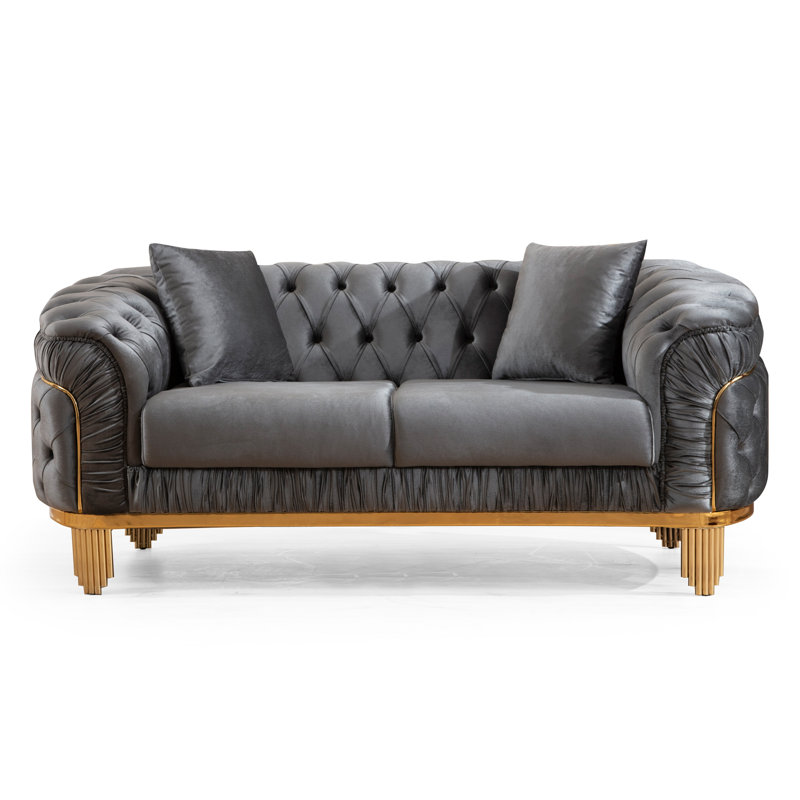 Valorie 72'' Velvet Loveseat, Gray Velvet