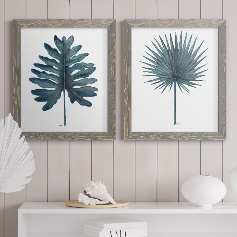 «Blue Oasis I», ensemble de 2 reproductions d'art, H 24 po x l 36 po x P 1,5 po, Toile avec cadre gris, Pas de tapis