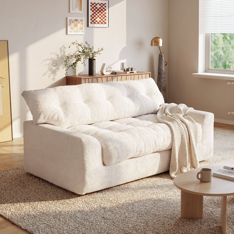 Causeuse au sol en chenille scintillante beige moderne Modern