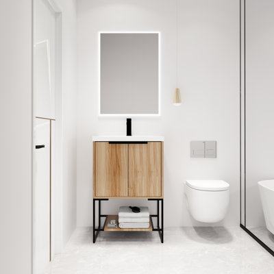 Meuble-lavabo autoportant à simple cuve 24 po Aibne