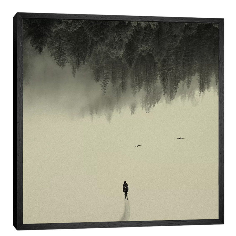 Silent Walk by Andreas Lie - Print on Canvas, 93.98 cm H x 93.98 cm W, Black Floater Framed