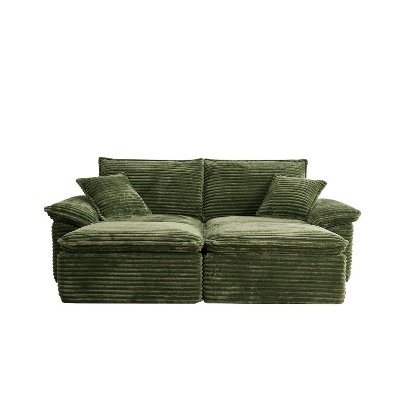 Canapé modulaire surdimensionné en velours côtelé de 81 pouces avec repose-pieds mobile, confort moderne doux et aucun assemblage requis.