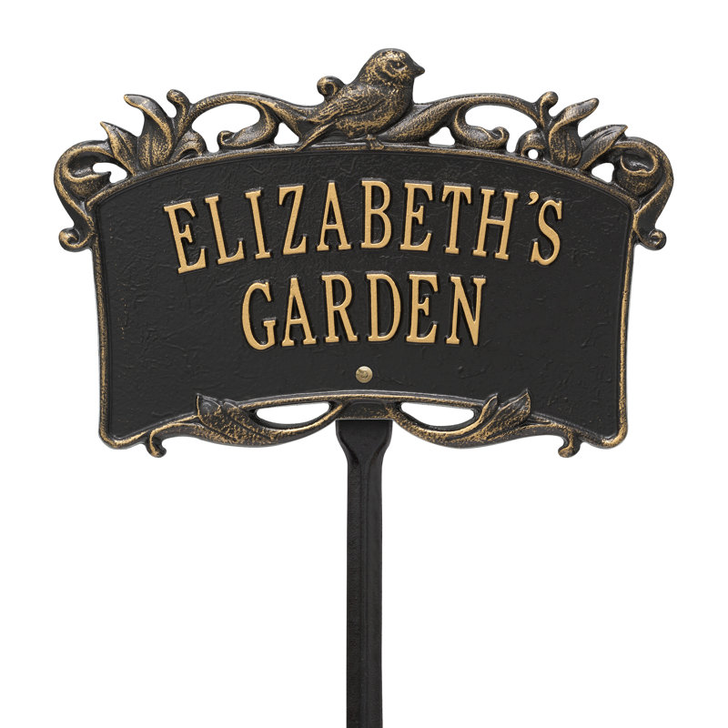 Song Bird Personalized Garden Sign, Black/Gold