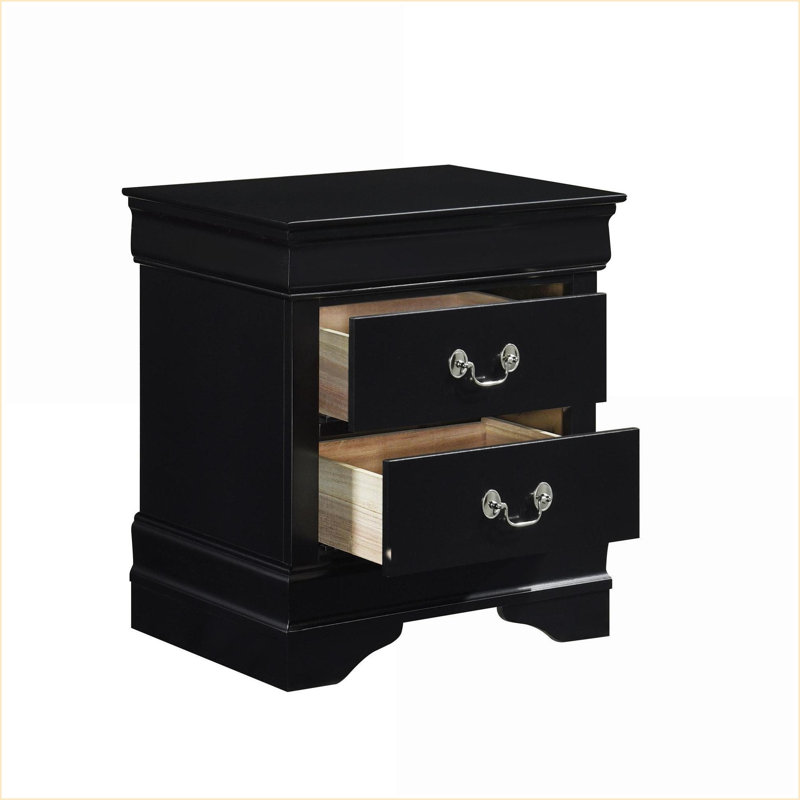 Table de chevet 2 tiroirs Classic Classic Louis Philippe - Mobilier de chambre traditionnel, Noir
