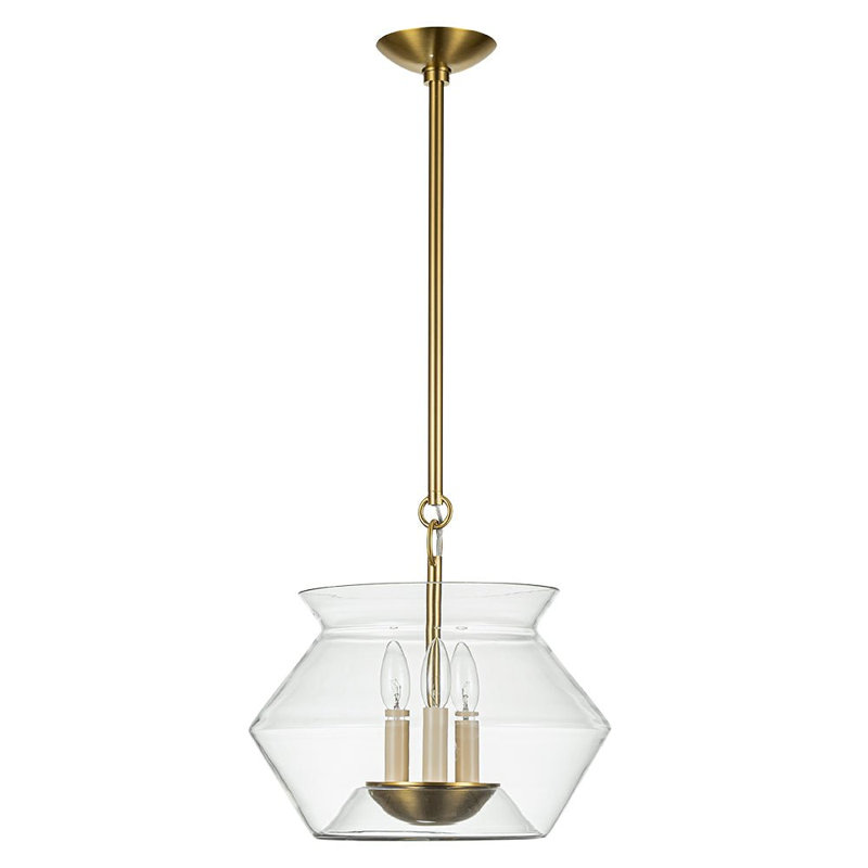 Luminaire suspendu en verre transparent 3 lumières Mineola