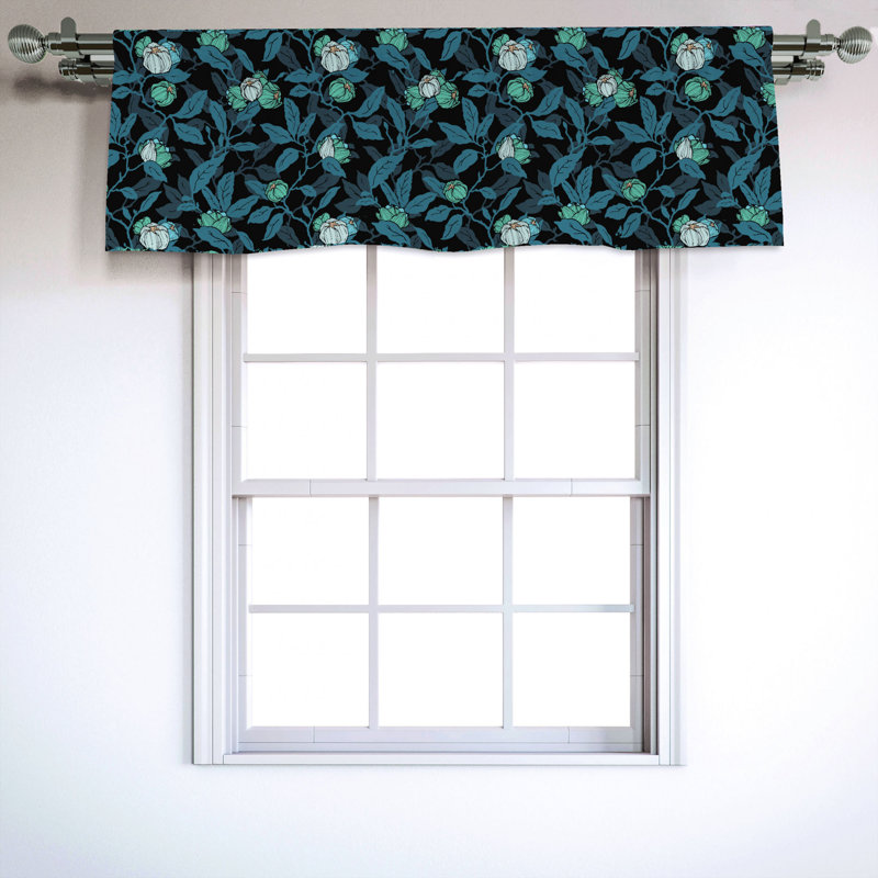 Sateen Floral Ruffled Window Valance