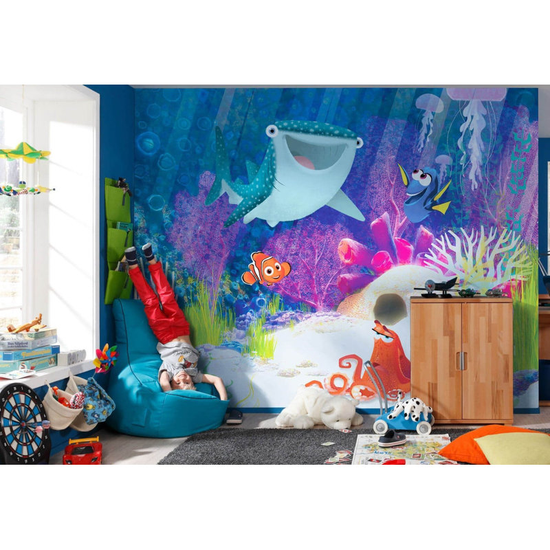 Disney Dory and Nemo aqua party non-woven 9.18cm x 9.84cm Low-Gloss Wallpaper Roll