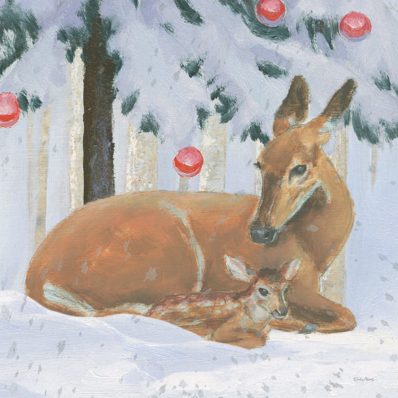 «Christmas Critter Bright VIII» par Emily Adams - peinture sur toile tendue, H 12 po x l 12 po, Non