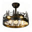 Ventilateur de plafond encastré rustique noir de 45 cm (17,7 po) avec éclairage, motif animaux de la forêt, 6 vitesses réversibles et télécommande programmable.
