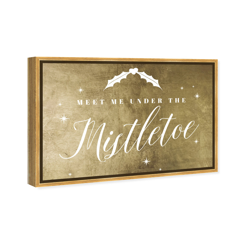 Under the Mistletoe Gold - art textuel sur toile, Cadre flottant doré, H 24 po x l 36 po