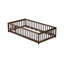 Lit simple au sol en bois d'hévéa - avec barrières de sécurité, clôture et porte-535412048