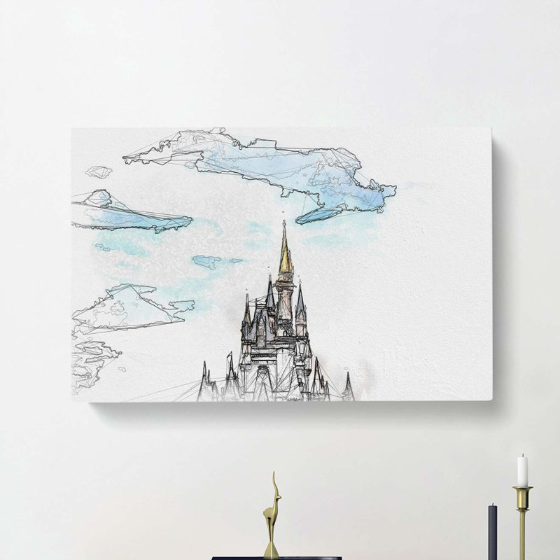 Magic Kingdom Castle in Abstract - Wrapped Canvas Drawing - Wrapped Canvas, 50cm H x 76cm W x 3cm D