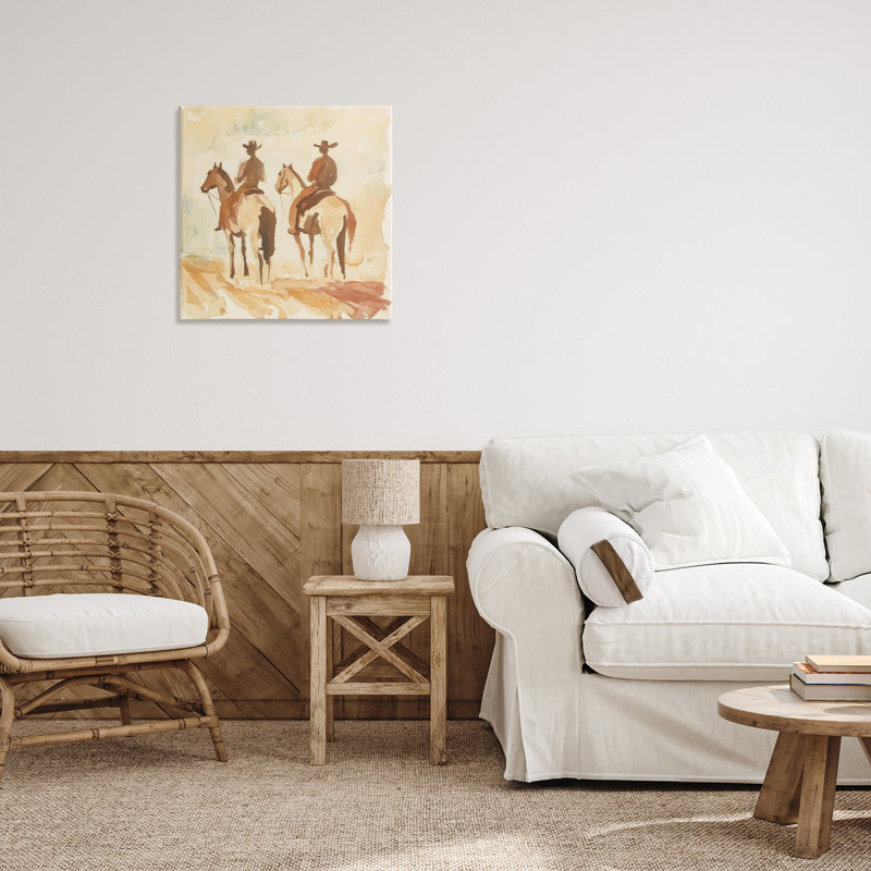 «Western Watercolor Cowboys Left Canvas» par Petal Prints Design, H 17 po x l 17 po