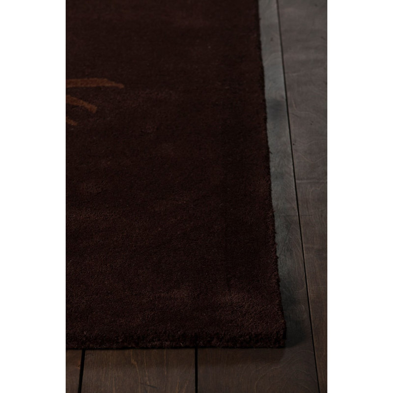 Tapis botanique tropical en laine touffeté à la main brun, crème et vert Cianie, Rectangle 5 pi x 7 pi 6 po