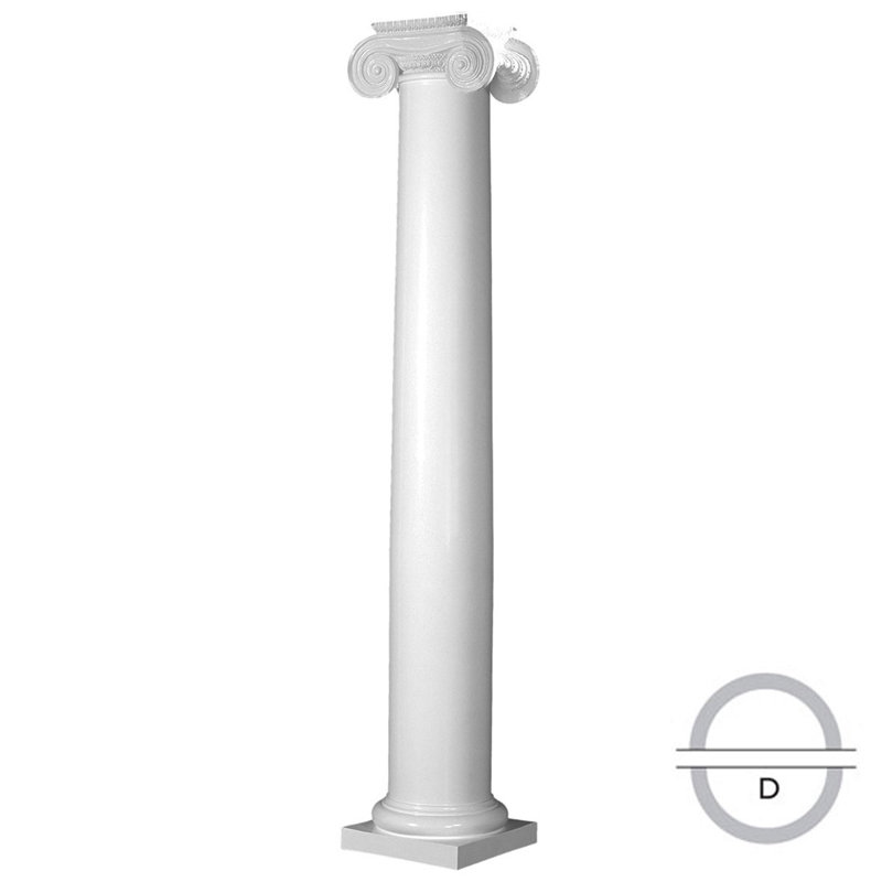 Colonne ronde Endura-Stone, 8 po de diamètre x H 8 pi ,  Plan Type D - Divisé en 1/2 pour pilastres
