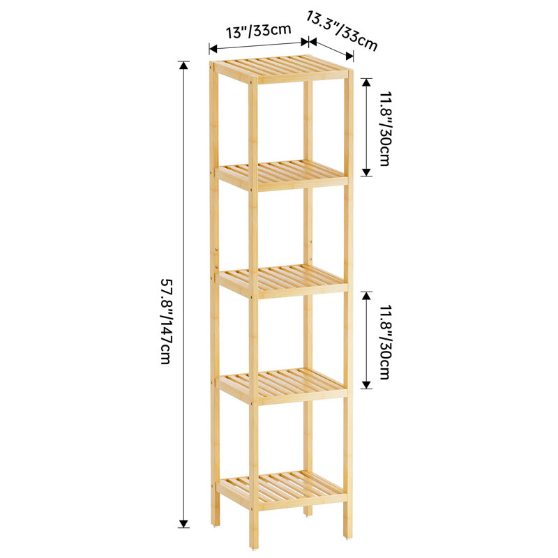 Vallarie Bamboo Bathroom Shelves, Natural / unfinished