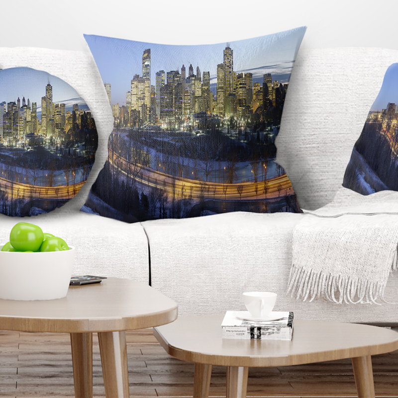 Centre-ville de Calgary - oreiller imprimé paysage urbain, 16 po x 1 po, Coussin décoratif