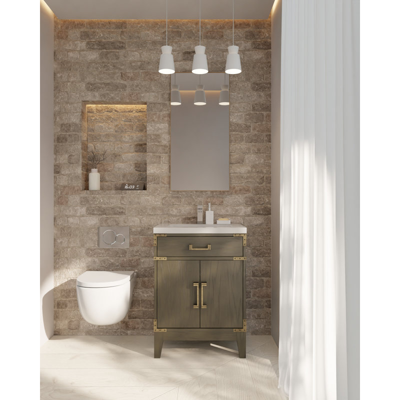 Meuble-lavabo simple l 24 po x P 18 po Laurel, Chêne brun