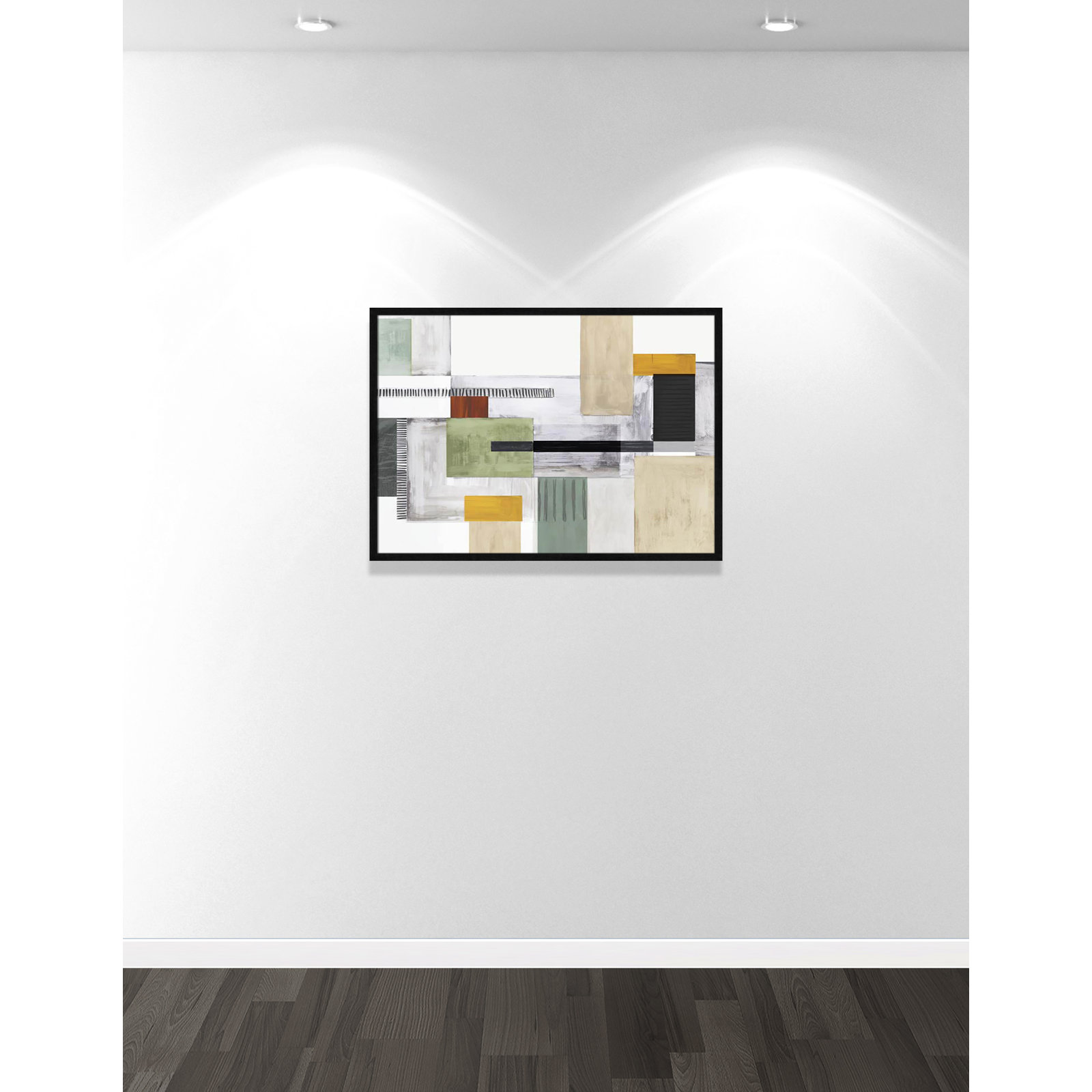 Playful Blocks Print by Tom Reeves, 25.5" H x 35.5" W x 0.75" D, Black Slim Picture Framed, No Mat