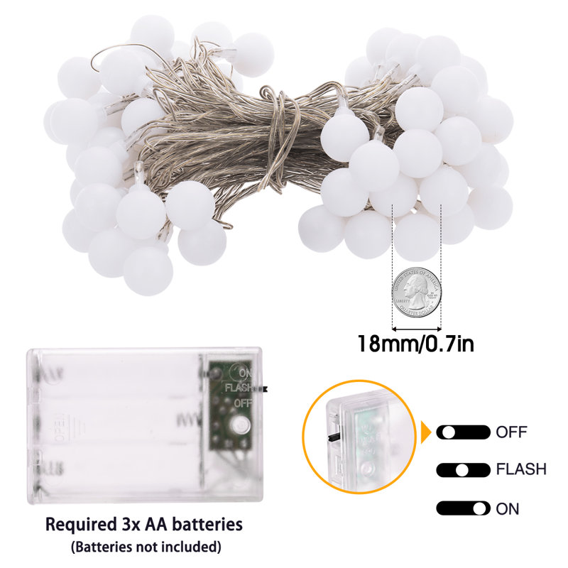 Bethzy Indoor 40 - Bulb 5.9'' Battery Powered Globe String Light