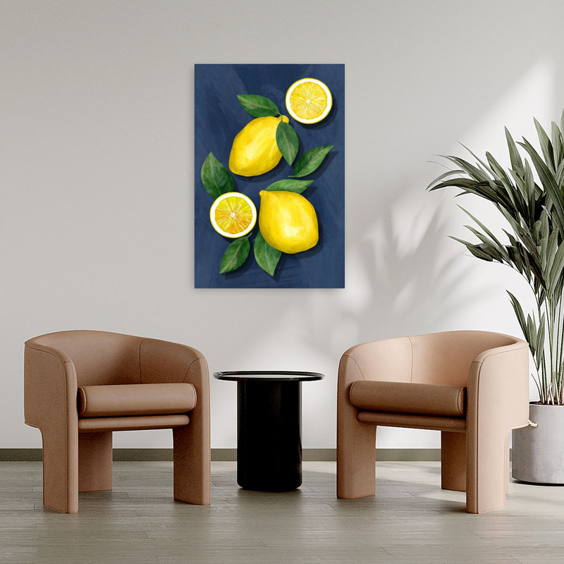 Vibrant, frais, citrons, coloré, abstrait, contemporain, fruits, impression d'art mural, 36" H x 24" W