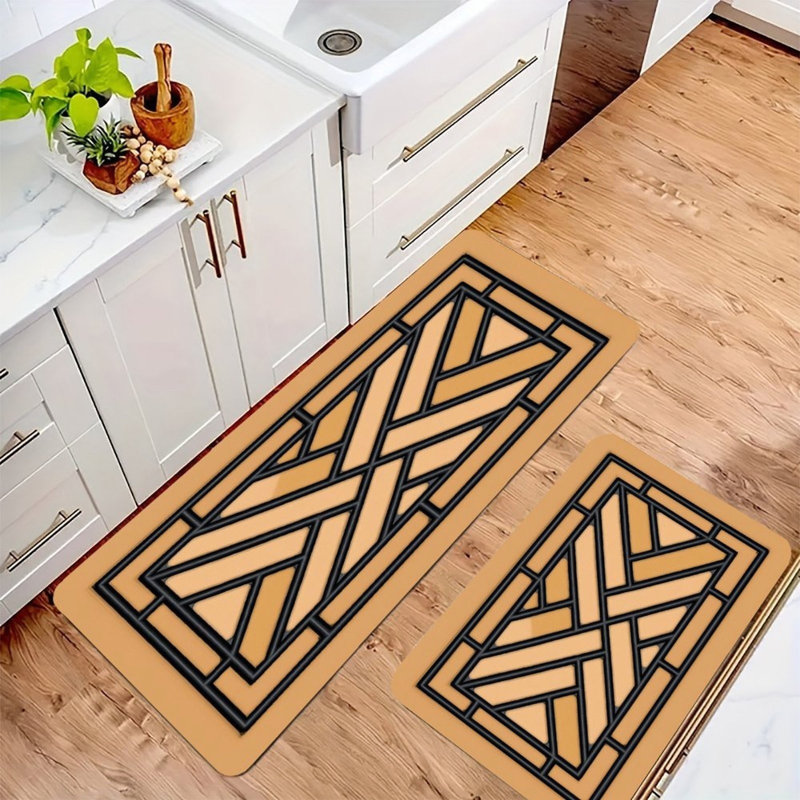 Ensemble de 2 tapis de cuisine chinois en forme de grille chinoise