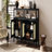 Bohemian Rattan Buffet Storage Cabinet - Solid Wood Frame, 3-Position Adjustable Shelves, No-Handle Push-To-Open-1344855369