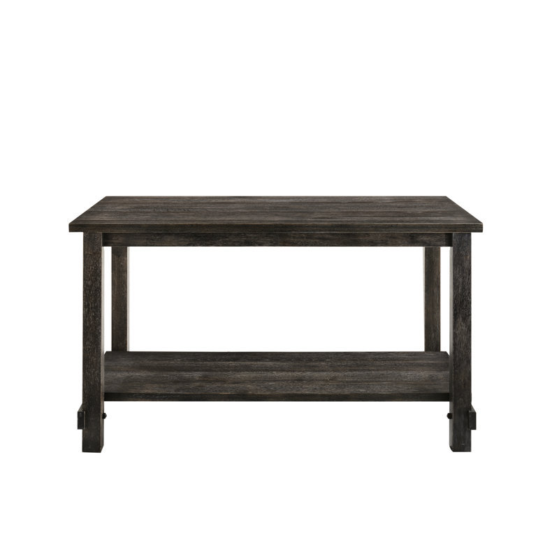 Table à hauteur de comptoir en gris patiné - rectangulaire, 6 salles à manger, plateau en bois et tablette pour divers espaces rectangulaires 6 places, fonction bois
