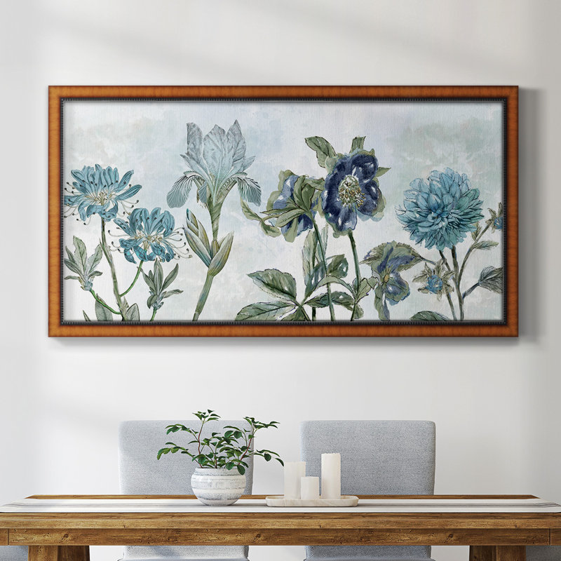 Rétro nuances de bleu - reproduction d'un seul cadre photo sur toile, H 25 po x l 45 po x P 2,5 po