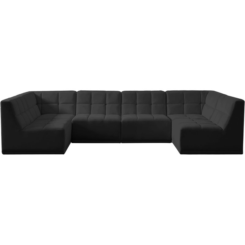 Canapé modulaire en velours Hildick, Velours noir
