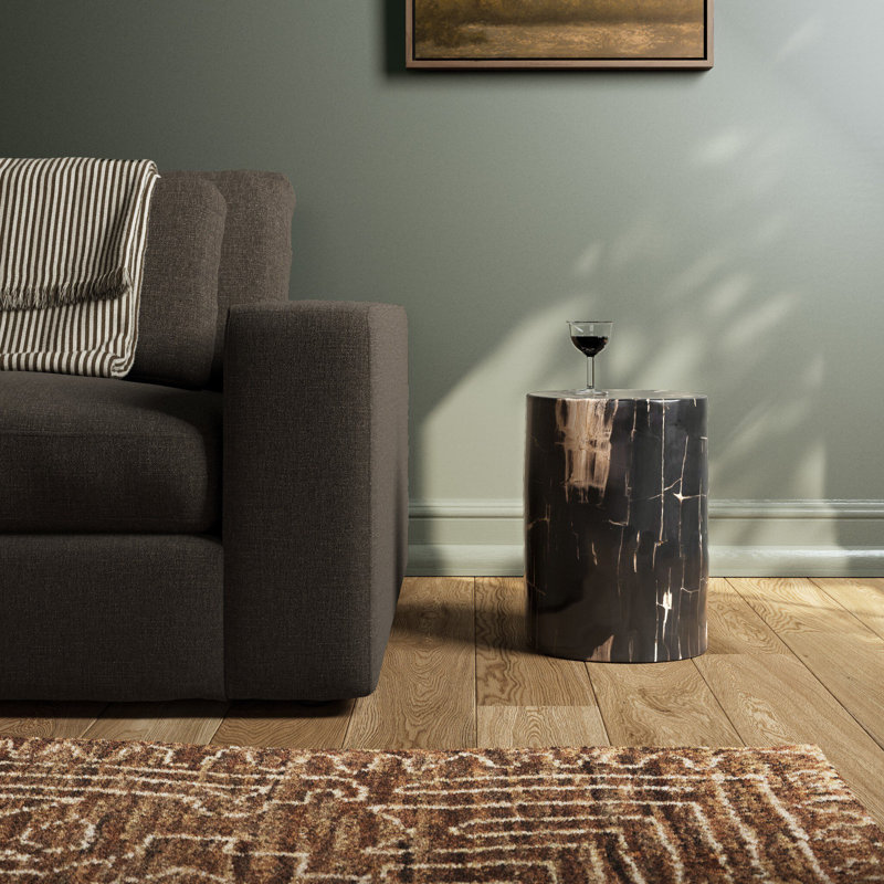 Table de bout en bois massif Bakersville, Dark Petrified Wood