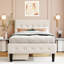 2 Twin Size Upholstered Beige Platform Bed - Robust & Contemporary Feature Bed, Elegant Look