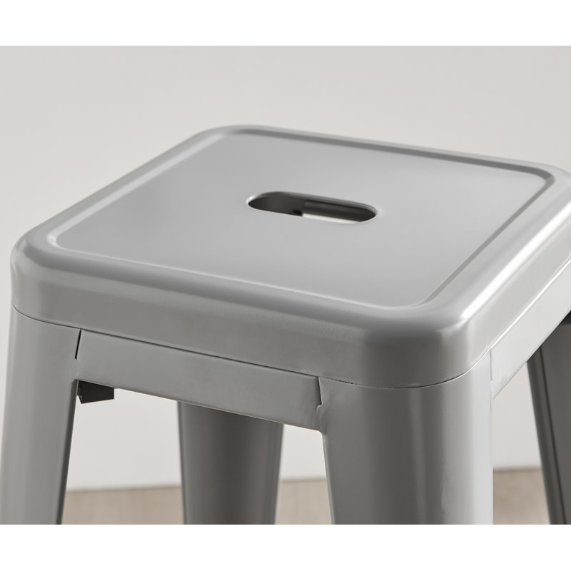 Honora Classic Industrial Metal Breakfast Bar Stool - Style Bold Colour Stackable, Grey