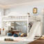 Structure de lit mezzanine avec glissade, escalier de rangement et garde-robe intégrée Haven Kids-133749543-133749544
