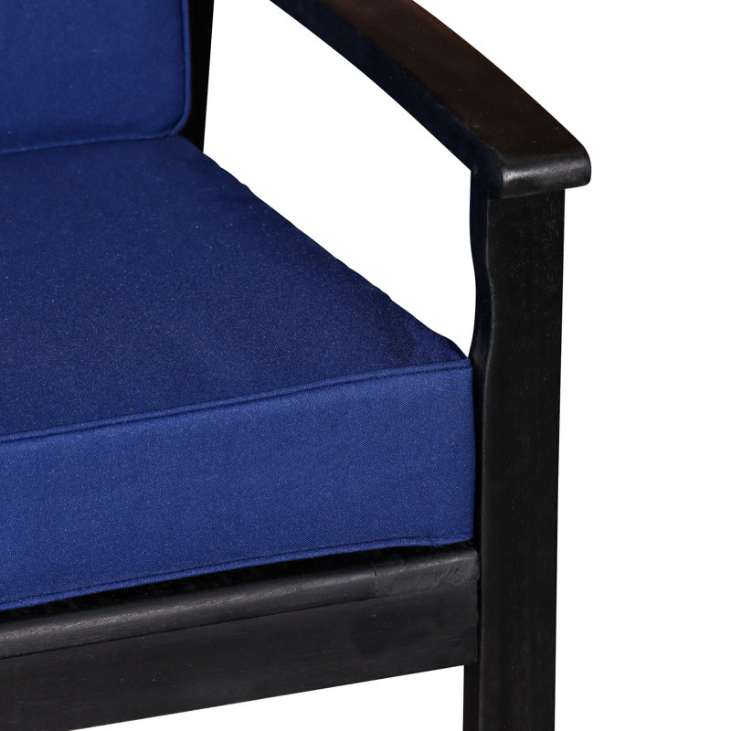 Extérieur en eucalyptus, avec des coussins douillets bleu marine pour un confort délicieux, Marine, Noir