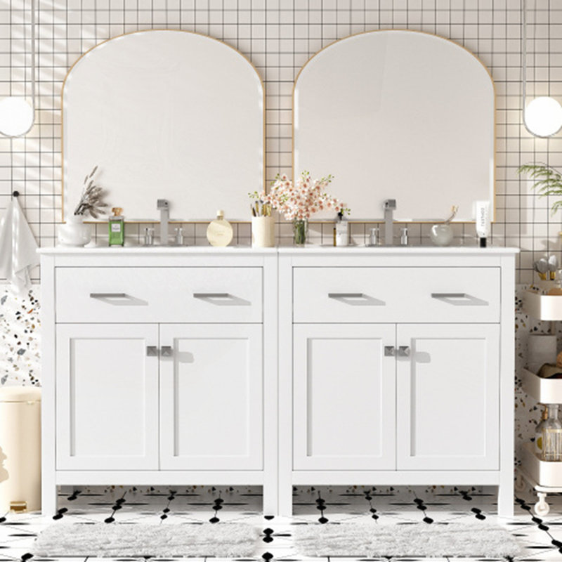 Ensemble de meuble-lavabo gris 60 po, Blanc