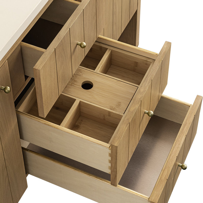 Hudson 60'' W Double Bathroom Vanity Base, Light Natural Oak