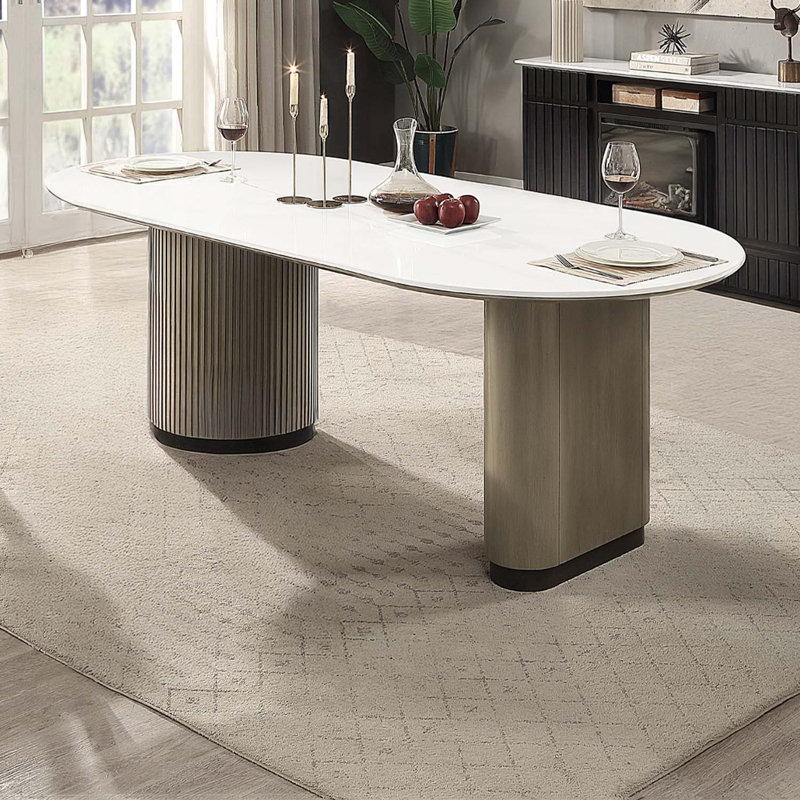Rectangular Dining Table , Engineering Top & Light Oak