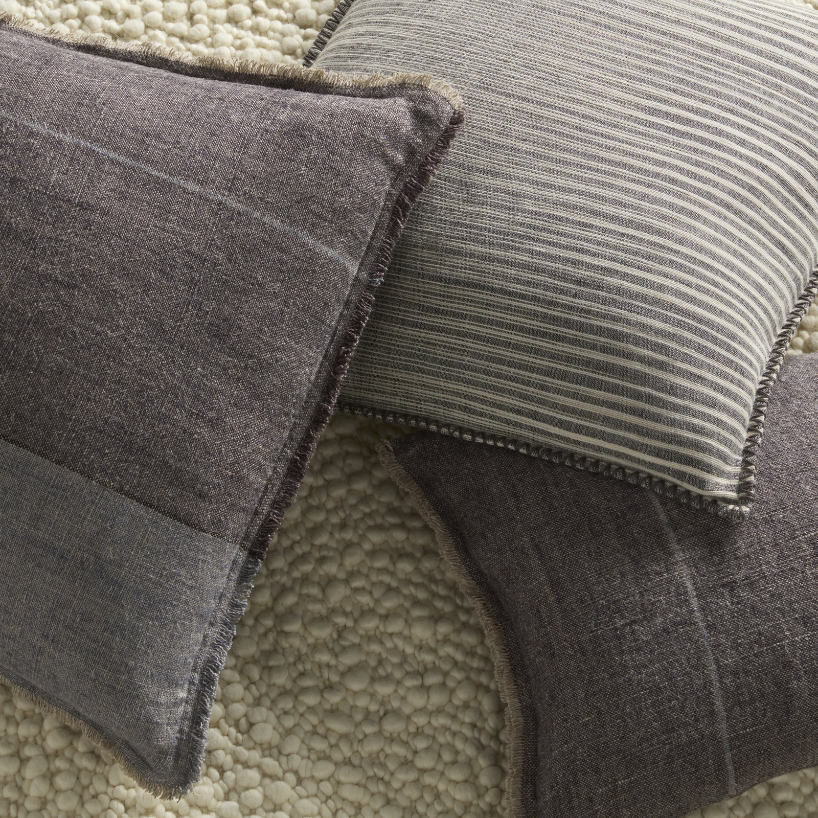 Rockefeller 24" x 24" Linen Pillow Cover, Polyester, 16" H x 24" W, Gray