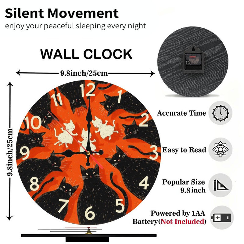 Horloge de chat sur fond orange