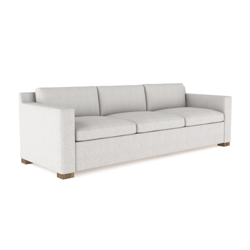 Mercer Track-Arm Sofa, 33.5" H x 108" W x 44" D, Plush Velvet Silver Streak, Weathered