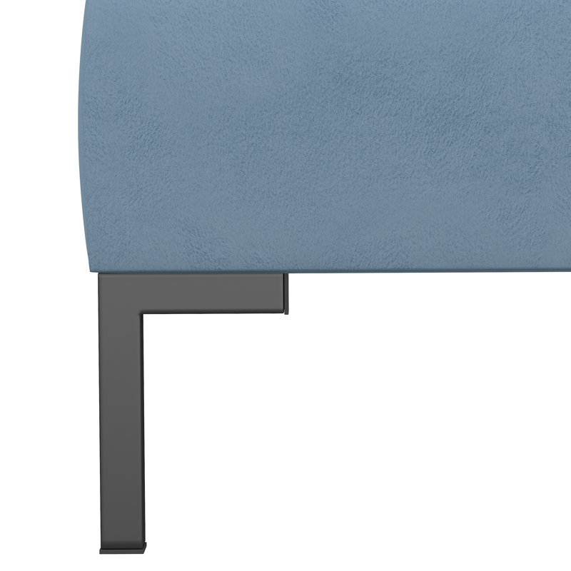 Lit en velours Rand, Bois noir, Velours océan classique, Grand