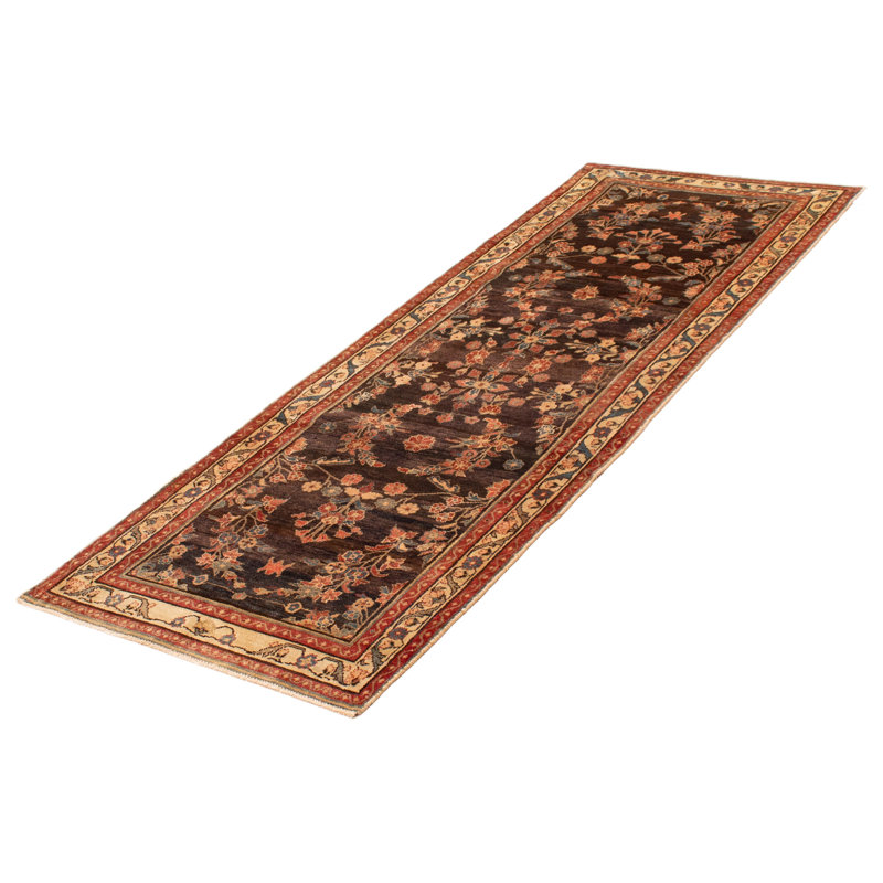 Tapis noir et brun foncé noué à la main One Of Kind 3 pi 7 po x 9 pi 7 po Andelz