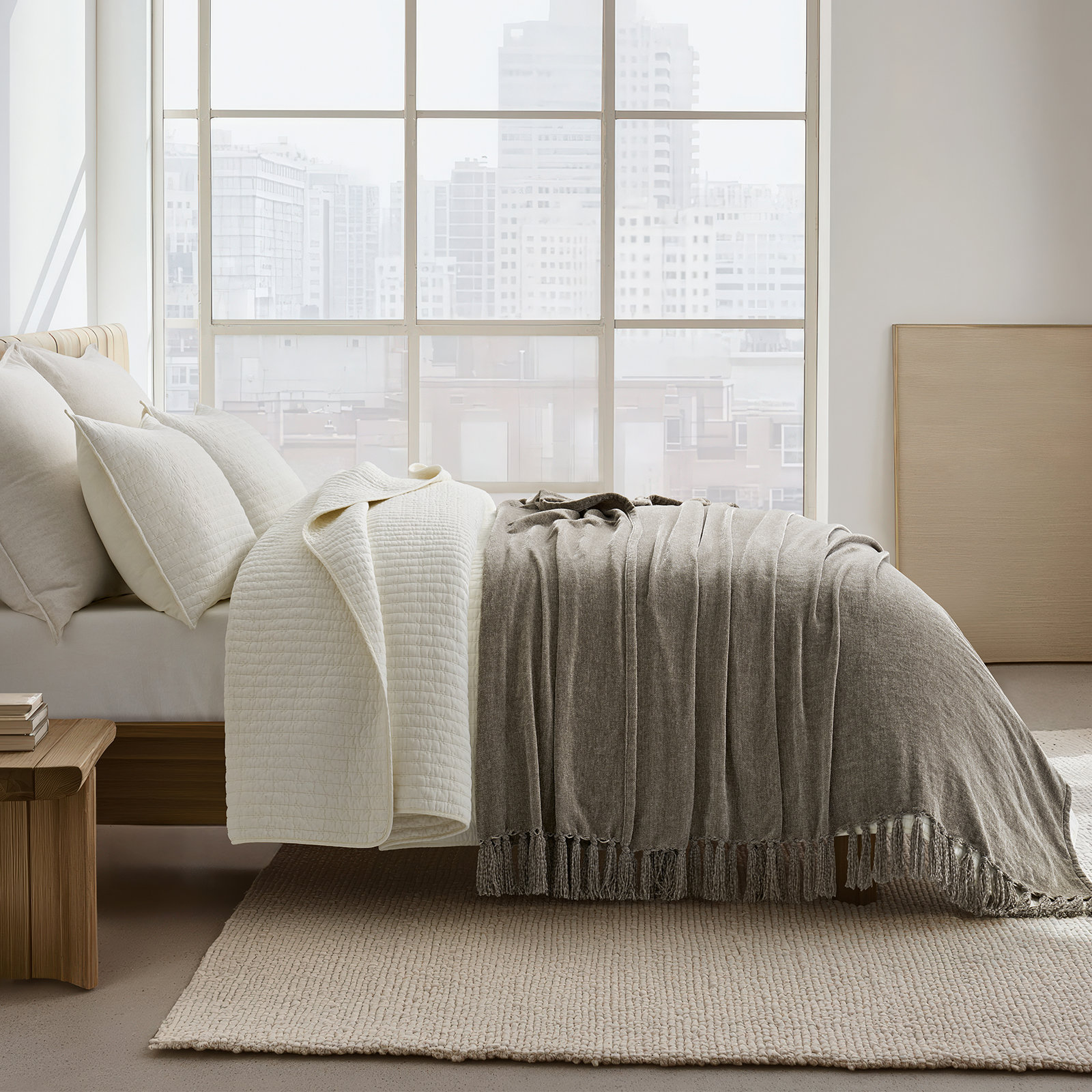 Soft Chenille Throw Blanket, Taupe, 90" L x 90" W