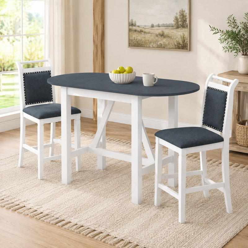Ensemble de table de salle à manger à hauteur de comptoir, table à abattants, chaises rembourrées