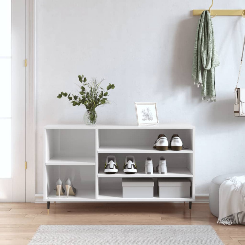 8 Pair Shoe Storage Cabinet, High Gloss White