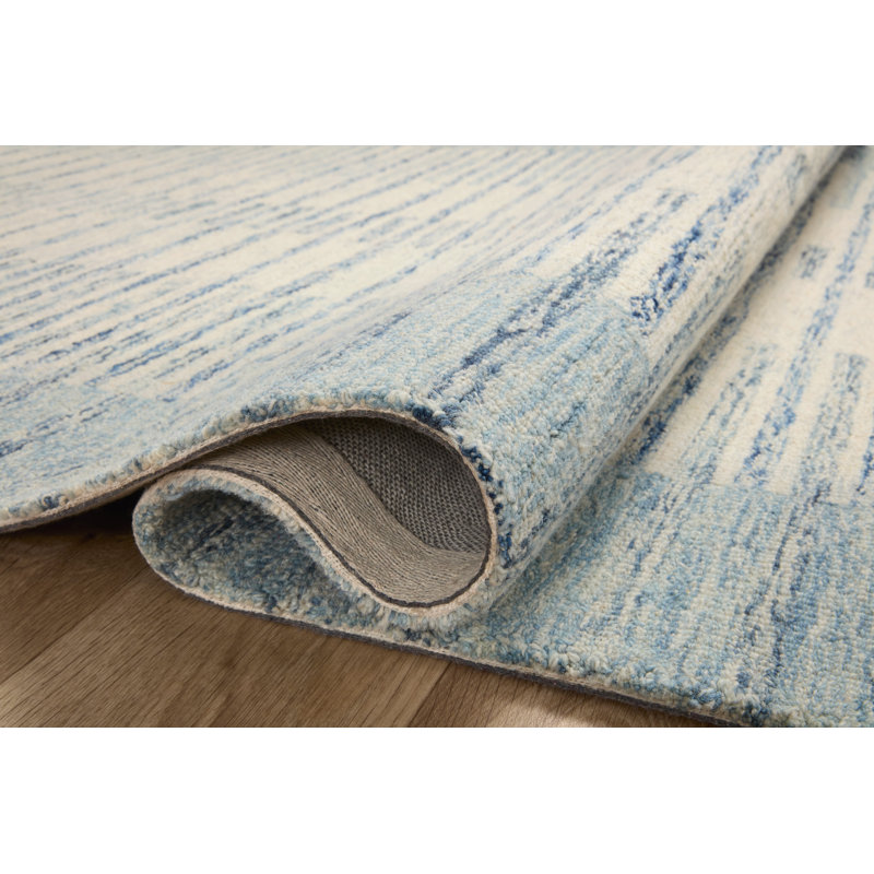 Tapis transitionnel ivoire / denim Chris Loves Julia x Loloi Chris, Carré 7 pi 9 po