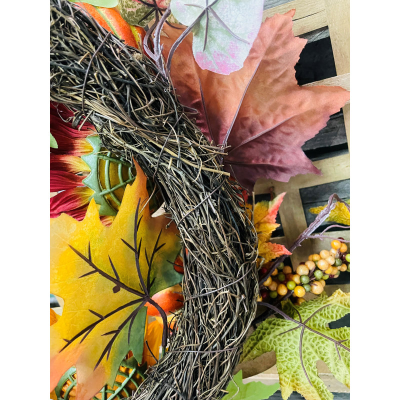 Faux Sunflower Polyester 24'' Wreath