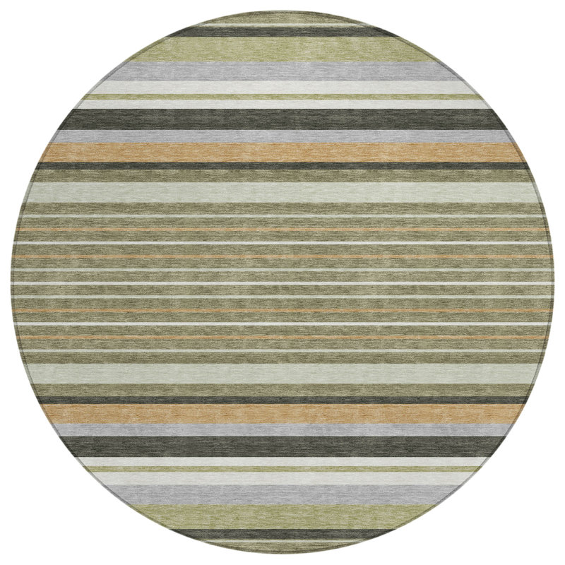 Machine Washable Indoor/Outdoor Chantille ACN2330 Stripes Rug, Round 8'